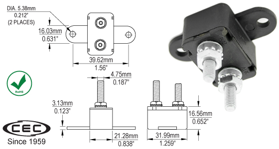 Plastic Stud Terminal Circuit Breakers, CB133