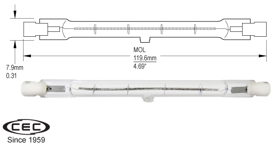 Linear Non-Automotive Halogen Lamps, J500T3Q/CL